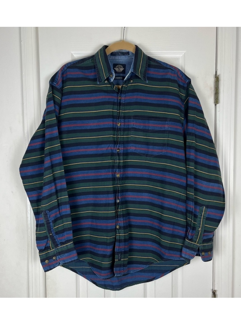 Vintage 90’s Dockers Levi’s Long Sleeve Indigo Denim Stripe Button Down Shirt